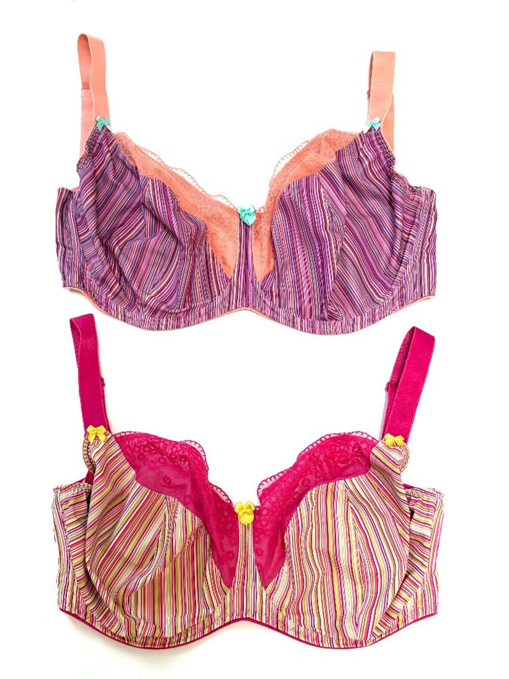 2 x Bravissimo Candy Stripe bra bundle, 32N US/32JJ UK, great condition